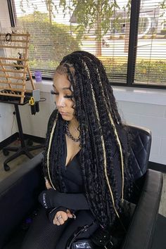 24 Trendy Goddess Braids With Color in 2023 Knotless Braids With Loose Curls, Braids With Loose Curls, Braid Hairstyle Ideas, Goddess Braid Styles, Twisted Braid, Colored Box Braids