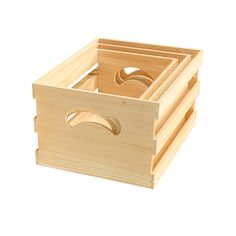 a wooden box with two compartments on it