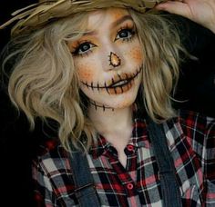 Se un #espantapájaros este #halloween #scarecrow #halloweenmakeup Scarecrow Makeup, Halloween Make-up Looks, Halloween Makeup Diy, Cool Halloween Makeup, Amazing Halloween Makeup, Pretty Makeup Looks