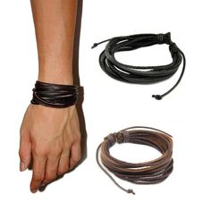 Leather Braided Rope Bracelets Wrap Armband, Braided Rope Bracelet, Casual Bracelets, Leather Bangle, Genuine Leather Bracelet, Wristband Bracelet, Stil Elegant, Leather Bracelets, Leather Cuffs Bracelet