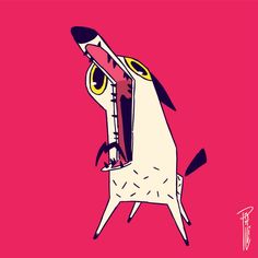 a drawing of a rocket ship on a pink background