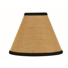 a lampshade with black trim and a beige shade on the bottom, isolated against a white background