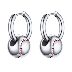 PRICES MAY VARY. ♦ Material ♦: 100% 316L Stainless Steel, Durable and Solid, Highly Resisted to Rust or Tarnish. High Quality and Environmentally Friendly, Nickel-free, Hypoallergenic, Suitable for Sensitive Skin. ♦ Sport Fan Jewelry ♦: The Earrings Features 3D Baseball Element, Technological and Trendy, Popular with Baseball Fans. ♦ Great Workmanship ♦: High Polish Finish, Smooth Surface Makes it Scratch Proof, Bright and Keep Color for a Long Time. ♦ Perfect Gift ♦: Cool and Elegant Baseball E Sport Jewelry, Basketball Earrings, Baseball Earrings, Fan Jewelry, Sports Jewelry, Dangle Hoop Earrings, Bracelet Crafts, Selling Jewelry, Elegant Jewelry