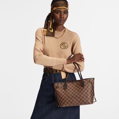 LOUIS VUITTON® - Neverfull Pm - Ebène Louis Vuitton Bag Outfit, Louis Vuitton Neverfull Pm, Lv Damier, Louis Vuitton Gifts, Stole Scarf, Leather Denim, Louis Vuitton Official, Classic Bags, Buckle Shoes