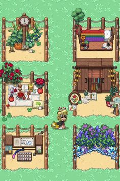 the game is showing several different rooms in each room, with plants and flowers on them