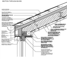 the section through eaves shows details for different types of windows