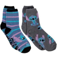 Size: Unisex 4 - 10 Color: Blue, Gray, Pink & Black Pattern: Stripes Content: 98% Polyester & 2% Spandex Quantity: 2 Pairs Care: Machine Wash, Cold Only Non-Chlorine Bleach When Needed Tumble Dry, Low Do Not Iron Lounge around in style when you wear these comfortable Stitch Crew Socks! These fuzzy socks come in two different styles. One style features a fun striped pattern while the other style showcases Stitch in adorable poses. Pair these socks with colorful shoes to create an exciting outfit!   Full Text:  Ohana Unique Socks, Fuzzy Socks, Colorful Shoes, Black Pattern, Hobby Lobby, Crew Socks, Stripes Pattern, Blue Gray, Pink Black