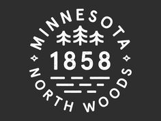 the logo for minnesota's north woods, which has been drawn in white on a black background