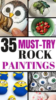 These rock paintings are perfect for you. Come and try these rock paintings and you'll just love them. These rock paintings are ones you'll just live to try. Beach Crafts Diy, Stones Garden, Stones Art, 30 Rock