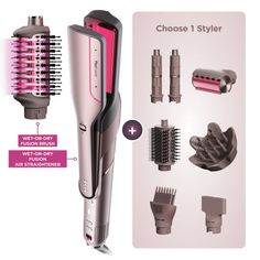 Build Your Own Shark® FlexFusion™ w/ Wet-or-Dry Fusion Brush & Air Straightener Wet-or-Dry Stylers - Shark Dry Curl, Oval Brush, Blow Dry Hair, New Hair Growth, Straightening Brush, Wide Tooth Comb, Heat Damage, Hot Tools, No Heat