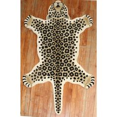 an animal print rug is on the floor