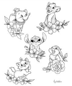 some cartoon animals and flowers on a white background with the words littlest pet shop written in