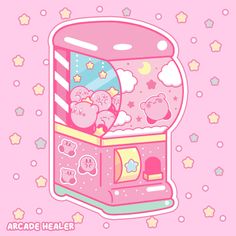 an arcade game machine with pink background and stars