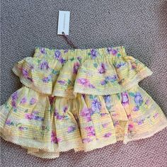 ***Brighter In Person ***Never Worn Multicolor Ruffled Mini Skirt For Spring, Yellow Ruffled Mini Skirt For Summer, Flowy Yellow Ruffled Skirt, Yellow Ruffled Bottoms For Spring, Yellow Ruffled Skirt For Summer, Yellow Ruffled Skirt For Spring, Spring Yellow Ruffled Skirt, Yellow Ruffled Mini Skirt For Spring, Fancy Skirts