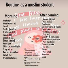 Islamic Day Routine, Islamic Routine For Students, Islamic Timetable For Students, Ramadan Routine For Students, Muslimah Daily Routine, Muslim Night Routine, Islamic Morning Routine