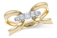 a gold ring with three diamonds on it