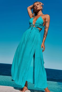 Dolly Maxi Dress - Aqua Red Dress Day, Casual Playsuit, Denim Playsuit, Blue Maxi Dress, Movie Set, Time To Leave, Jumpsuit Dressy, Aqua Dress, Strapless Tops