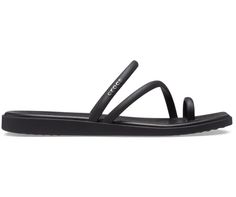 Women's Miami Toe Loop Sandal - Crocs Cheap Toe Loop T-strap Sandals For Vacation, Black Toe Loop Flip Flops For Summer, Vacation Toe Loop T-strap Sandals In Synthetic Material, Black Toe Loop Flip Flops For Beach, Sandal Crocs, Crocs Sandals, Black T-strap Flip Flops With Removable Insole, Toe Loop Sandals, Life Of The Party