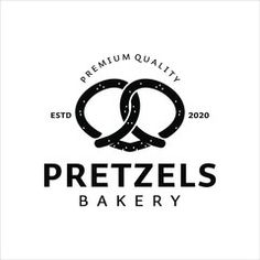 the logo for pretzels bakery, which has two intertwined rings on it