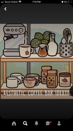 the coffee bar is filled with different types of items