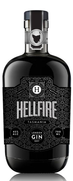 a bottle of hellfire gin on a white background