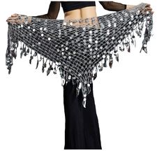 PRICES MAY VARY. SIZE: Fit Waist: 26"-43". The waist measures 59" in length. The wrap skirt is 27.6" long. Please note that this hip scarf won’t go completely around like an actual skirt. Design: Triangle Wrap Skirt with sequins enhances every dance movements. Ties closure type easy for pulling on or off. Package Include:1 * Belly dance hip scarf.(Other accessories are not included) This hip scarf is a great addition for halloween outfit. Perfect for Belly dance,,Yoga,latin,tango,music festivals Belly Dance Hip Scarf, Design Triangle, Dance Belt, Hip Scarf, Dance Yoga, Hip Scarves, Dance Movement, Dance Tops, Waist Chain