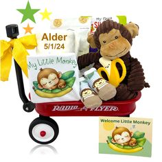 Totally Bananas for Baby Gift Wagon Classic Baby Books, Welcome Wagon, Radio Flyer Wagons, Baby Shower Registry, Baby Teether Toys, Radio Flyer, Baby Baskets, Baby Einstein, Baby Gift Basket