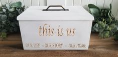 this is us storage box with gold lettering