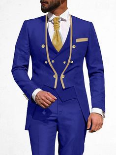 Costumes de bal pour hommes bleu clair noir crème costumes de fête de mariage couleur unie 3 pièces coupe ajustée double boutonnage six boutons 2024 de 2024 ? $124.99 Facebook Marketing, Dress Suits