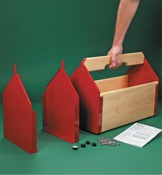 It's an easy matter to create a portable toolbox with these steel toolbox ends and standard 1 × 8 (3/4" thick) material. Includes instructions and all the hardware needed for construction; you supply only the wood. Finished, the toolbox provides a storage space 6 1/2" deep by 7 1/4" wide, the length being as long as you deem practical.The formed panels are 20 ga. steel for strength and have a durable red powder-coat finish. Rubber feet on the bottoms of the panels elevate the toolbox and prevent Old Tool Boxes, Wood Tool Box, Earth Bag Homes, Wooden Tool Boxes, 3d Printing Business, Tool Tote, Lee Valley Tools, Bee Boxes, Blacksmith Tools