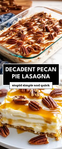 Image for Decadent Pecan Pie Lasagna Dessert With Lasagna Dinner, Layered Pecan Pie, Pecan Delight Dessert, Pecan Pie Lasagna Recipe, Pecan Pie Lasagna, Lasagna Dessert Recipes, Dessert Lasagna Recipes, Pecan Pie Desserts, Dessert Lasagnas