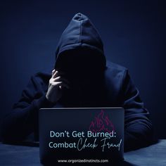 a person sitting in front of a laptop with the words don't get burned on it