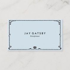 a business card with the word jay gatsby in black and white on it