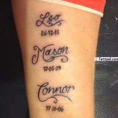 a tattoo with the names of two people on it