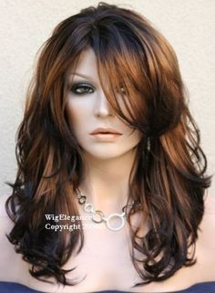 I would have to do black w/ the copper highlights, but this is how I want it done. Long Layered Haircuts, Fringe Hairstyles, Hair Color And Cut, Hairstyles Easy, Braid Hairstyles, Long Layered Hair, Long Hair Cuts, Great Hair, Hairstyles Haircuts