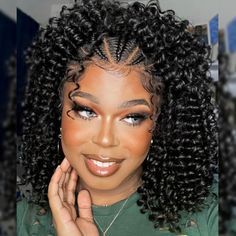 Braided Wigs Premium Synthetic Fiber Deep Wave Short Bob Lace Frontal Wigs -Alipearl Hair Short Bob Braids, Black Hair Updo Hairstyles, Curly Crochet Hair Styles, Feed In Braids Hairstyles, Quick Weave Hairstyles, Braided Cornrow Hairstyles, Corte Pixie, Hair Twist Styles, Synthetic Lace Wigs