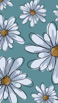 a pink background with white daisies on it