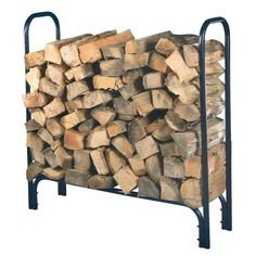 a large pile of wood sitting on top of a metal rack