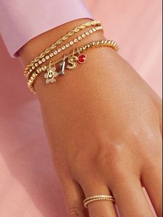 Celebration Charm | BaubleBar Baublebar Bracelet, Bauble Bar, Charms Bracelets, Necklaces Gold, Custom Charms, Gold Link, Gold Charm Necklace, Special Birthday, Shoe Charms