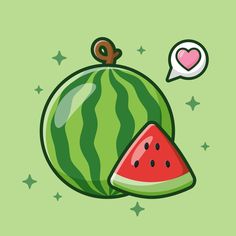 a watermelon slice with a speech bubble above it that says i love you