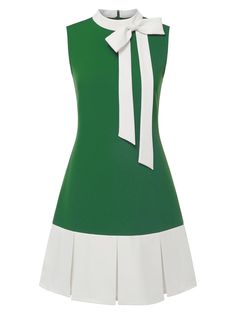 30-70% OFF✓ Fast Shipping✓Elegant and playful, this green 1960s crew bowknot sleeveless dress adds vintage charm. 1960 Casual Outfits, 60s Green Outfit, 60s A Line Dress, Cute Business Dresses, Pretty Vintage Dresses, Induction Ceremony Outfit, Twee Dresses, Bow Dresses Women, 60s Fashion Women 1960s Outfits