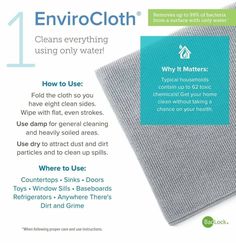 the instructions for how to use an enviro cloth