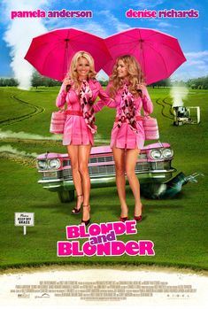 the movie poster for blonde and blond starring two women in pink dresses with umbrellas