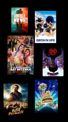 various movies are shown in the middle of a collage with words above them that say grown up, grown up, grown up