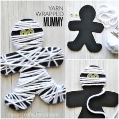 Diy Halloween Activities, Mummy Craft, Yarn Fine, Mummy Crafts, Bricolage Halloween, Halloween Infantil, Halloween Fest, October Crafts, Skirt Diy