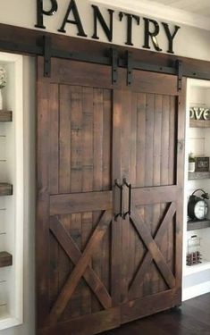 Barn Door Decor, Wooden Barn Doors, Double Sliding Barn Doors, Ranch House Decor, Farmhouse Pantry, Diy Barn Door, Rustic Doors