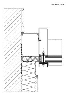 an architectural drawing shows the details of a structure that has been constructed into two sections