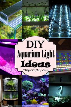 there are many different types of aquarium lights in this collage with text overlay that says diy aquarium light ideas