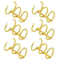 six pairs of gold plated metal hooks with loops on each end and one loop in the middle