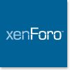 the xenforo logo on a blue background